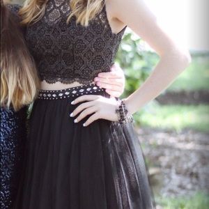 Two piece black homecoming dress